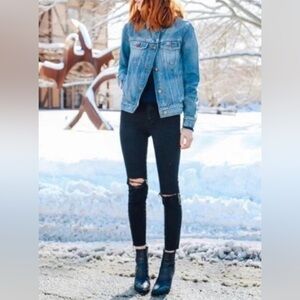 Madewell 9" High Rise Skinny Jeans Raw Hem
Ripped Fray Distressed Black